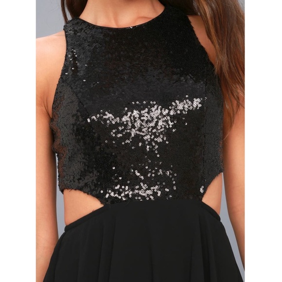 Lulus Illuminated Sequin Cutout Skater Dress - Picture 3 of 7